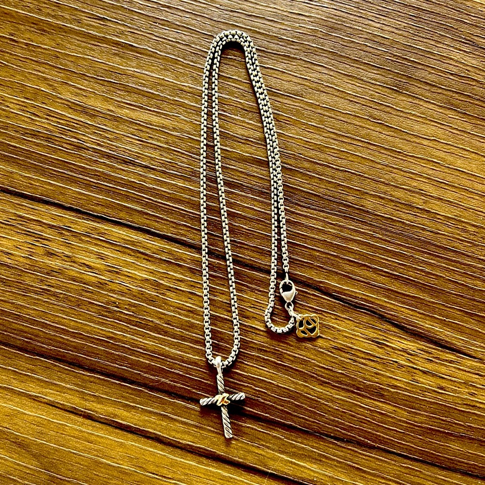 David Yurman Cross 925 silver and gold